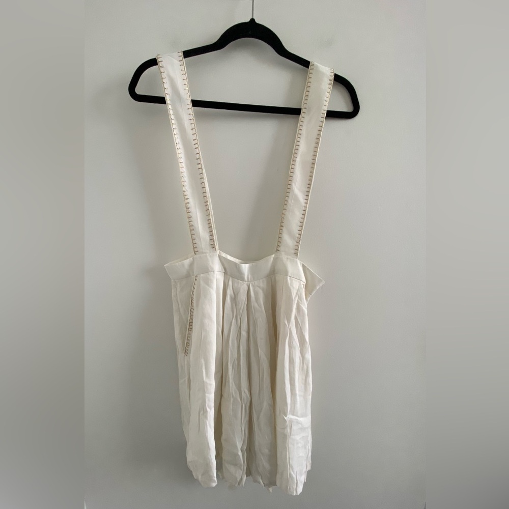 Carolina K White & Gold Silk Crepe Overalls